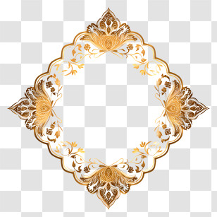 Islamic Border Frame - Ornate Gold Decorative Frame Transparent PNG