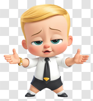 Boss Baby - Blonde Baby Cartoon In Business Suit Transparent PNG