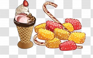 Ice Cream Fried Chicken Dessert Cartoon - Cuisine - Delicious Transparent PNG