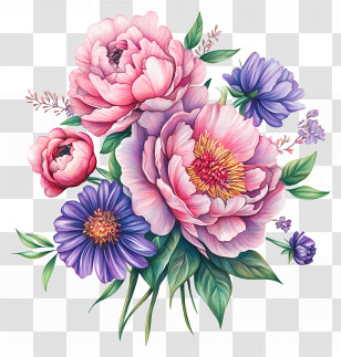 Pink Bouquet - Beautiful Flower Bouquet With Vibrant Colors Transparent PNG