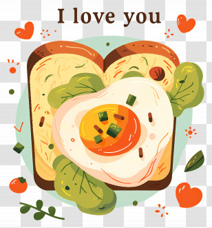 Valentines Day Food - I Love You Breakfast Toast With Egg Transparent PNG