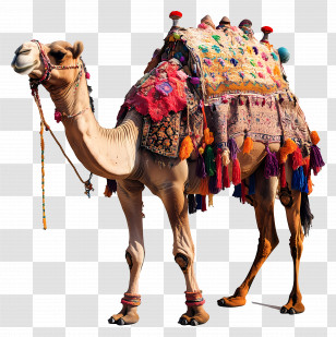 Pushkar Camel Fair - Decorative Camel With A Colorful Saddle Transparent PNG