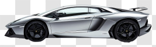 Lamborghini - Sleek Silver Sports Car Transparent PNG