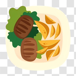 Thai Food - Burger And Fries On Plate Transparent PNG