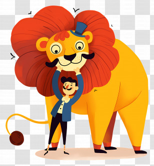 Circus Lion - Lion And Tamer Illustration Transparent PNG