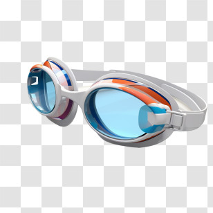 Swimming Goggles - Professional Swimming Goggles With Blue And Orange Design Transparent PNG