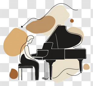 Playing Piano - Piano Player With Grand Piano Transparent PNG