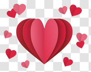 Heart Shaped Paper - Heart Design With Red And Pink Small Hearts Transparent PNG