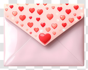 Letter - Pink Envelope With Heart Pattern Transparent PNG