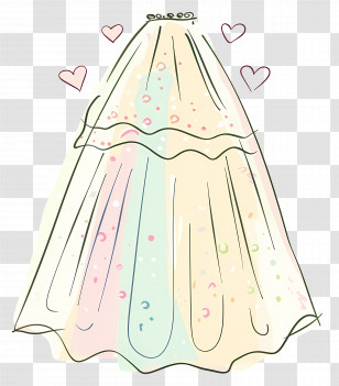Wedding Veil - Pastel Gown With Hearts Transparent PNG