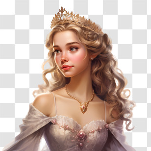 National Princess Day - Princess With Tiara And Elegant Gown Transparent PNG