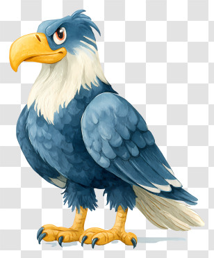Watercolor Eagle - Cartoon Eagle With Blue Feathers Transparent PNG