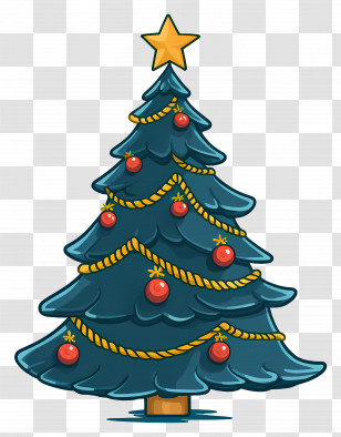 Christmas Tree - Decorated Christmas Tree With Ornaments Transparent PNG