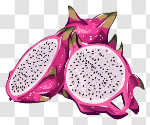 Dragon Fruit - Sliced Pink Dragon Fruit Illustration Transparent PNG