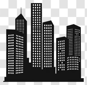 Building Silhouette - Black Skyline Silhouette Of A City Transparent PNG