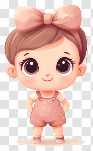 Baby Girl With Bow - Child In Pink Outfit With Bow Transparent PNG
