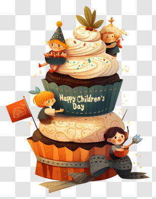Childrens Day Background - Happy Children's Day Cupcake Tower Transparent PNG