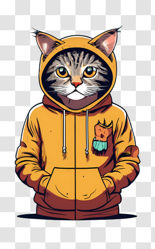 Cartoon Cat - Stylish Cat In Hoodie Transparent PNG