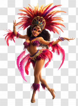 Rio Carnival - Carnival Dancer With Feathered Costume Transparent PNG