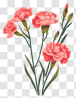 Carnation - Pink Carnation Flower Botanical Design Transparent PNG