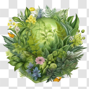 Green Planet
 - Lush Green Globe With Plants And Flowers Transparent PNG