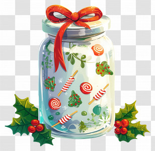 Christmas Candy Jar - Decorative Christmas Jar With Festive Details Transparent PNG