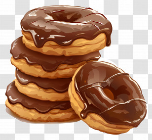 Chocolate Biscuit - Stack Of Chocolate Glazed Donuts Transparent PNG