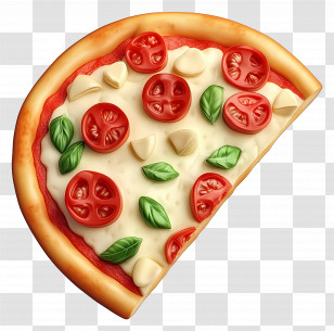 Half Pizza - Delicious Pizza Slice With Tomatoes And Cheese Transparent PNG
