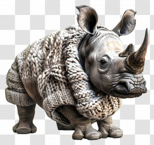 Rhino - Cute Rhino In A Knitted Sweater Transparent PNG