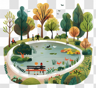 Park - Park With Pond Transparent PNG