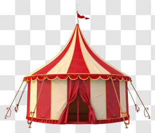 Tent Of Carnival - Circus Tent Icon In Red And White Stripes Transparent PNG