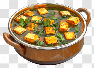 Palak Paneer - Paneer Curry In A Pot Transparent PNG
