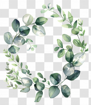 Eucalyptus Wreath - Simple Green Leaf Wreath Decoration Transparent PNG