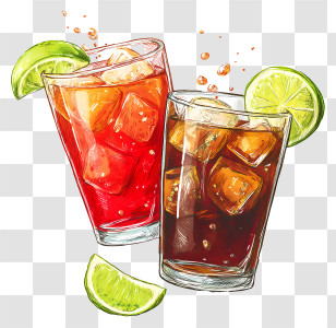 Fizzy Drinks - Refreshing Drinks With Lime Transparent PNG