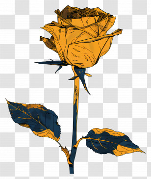 Gold Rose - Yellow Rose With Blue Leaves Transparent PNG