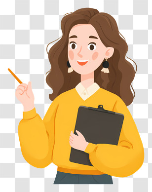 Teacher With Stick - Teacher Holding Clipboard And Pencil Transparent PNG