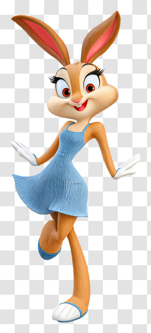 Lola Bunny - Cartoon Rabbit In Blue Dress Transparent PNG
