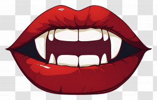 Vampire Lips - Red Lips With Teeth Illustration Transparent PNG