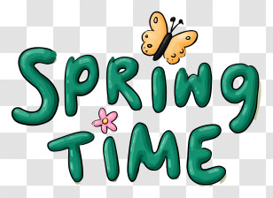 Spring Logo Word - Spring Time Playful Lettering Transparent PNG