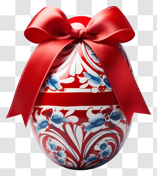 Easter Egg - Decorative Egg With Red Bow Transparent PNG