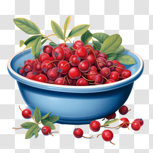Red Cranberries Bowl
 - Red Berries In A Blue Bowl Transparent PNG