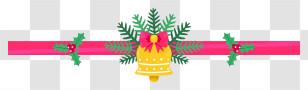 Pink Ribbon - Yellow Bell With Red Bow Christmas Decoration Transparent PNG