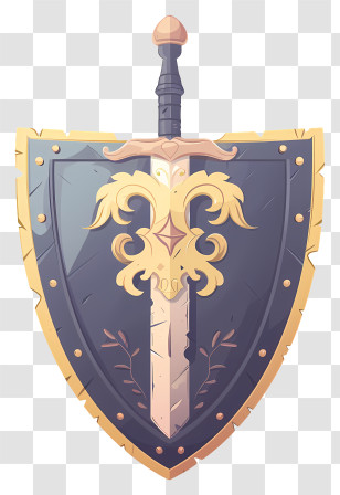 Shield Sword - Ornate Shield With Sword Illustration Transparent PNG