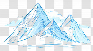 Mountain Outline - Blue Sketch Of Mountain Range Transparent PNG