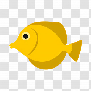 Tropical Fish - Simple Cartoon Yellow Fish Drawing Transparent PNG