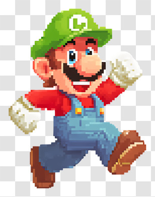 Minecraft Super Mario - Pixel Character With Green Hat Transparent PNG