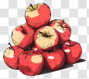 Pile Of Apples - Hand-Drawn Illustration Of A Pile Of Red Apples Transparent PNG