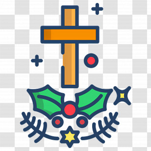 Christian Cross - Cross With Holly Decoration For Christmas Transparent PNG