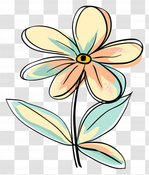 Flower - Pastel Flower Doodle In Artistic Style Transparent PNG