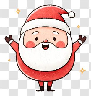 Welcome To The North Pole - Cheerful Santa Doodle Transparent PNG